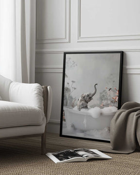 Elephant Bath Bliss Poster