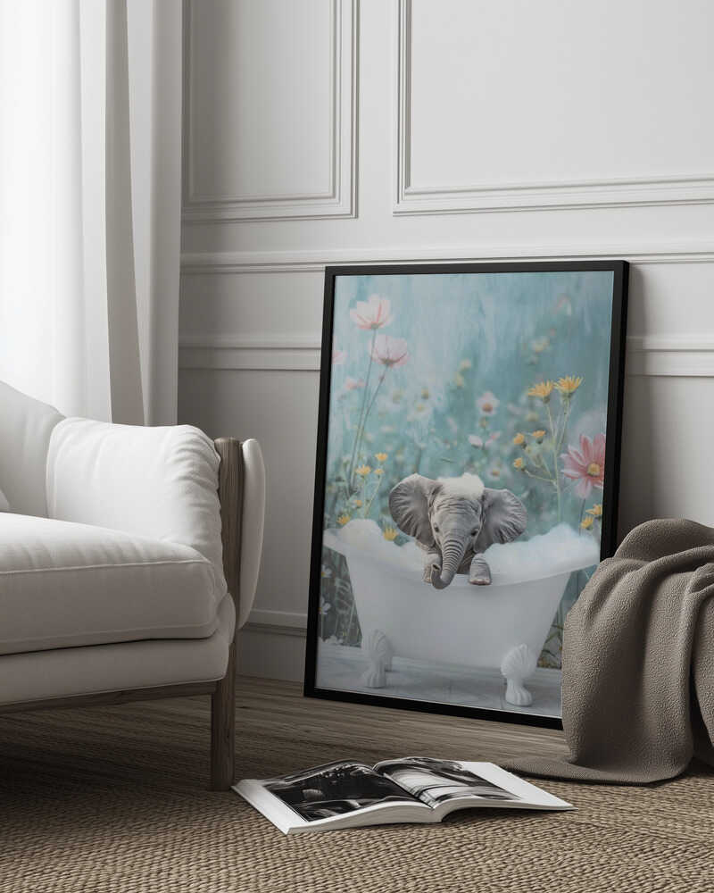 Blue Blossom Bath Poster