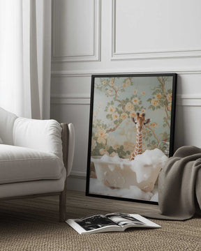 Giraffe Blossom Bath Poster