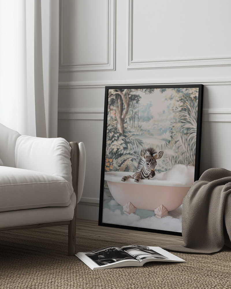 Zebra’s Bath Time Poster