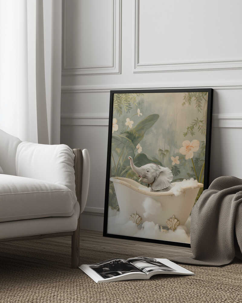 Elephant Bath Joy Poster