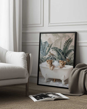 Tropical Lion Bath Poster