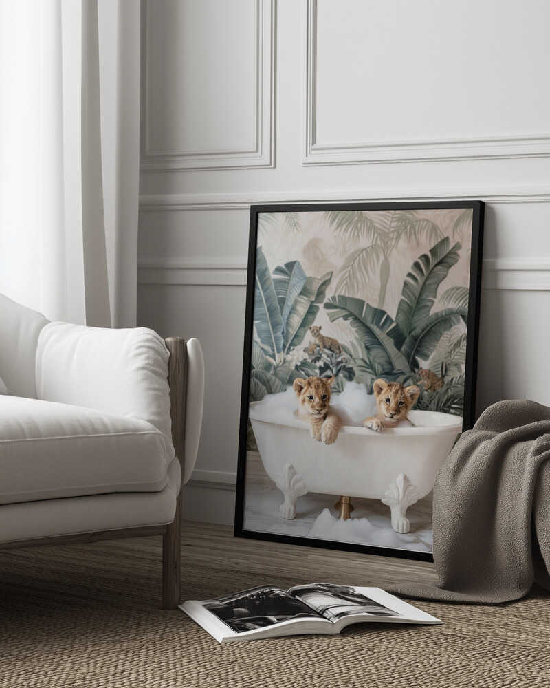 Tropical Lion Bath Poster
