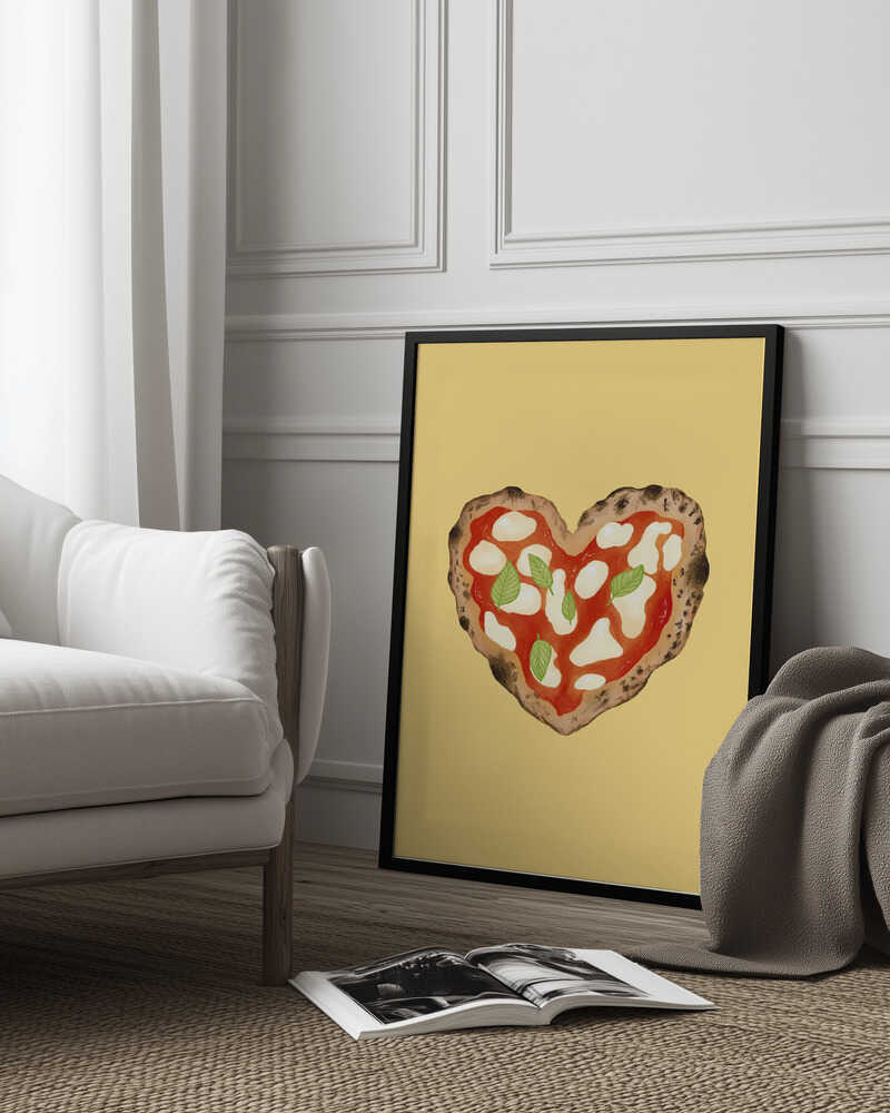 Pizza Heart light yellow Poster