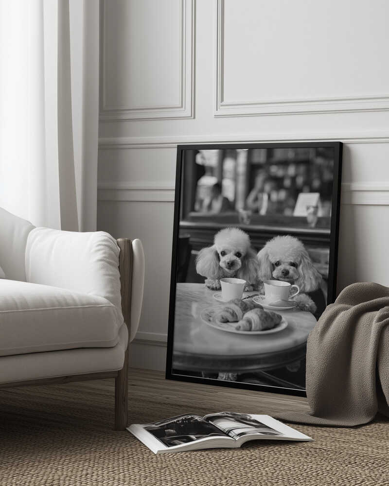 Poodles At the Café Poster