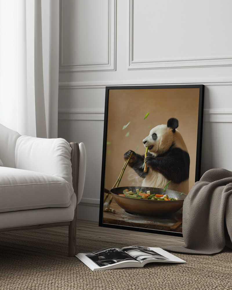Panda Stir Fry Chef Poster