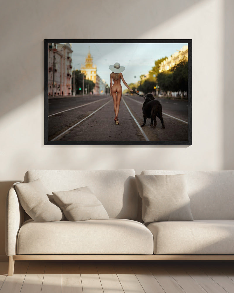 Lady with her dog Poster