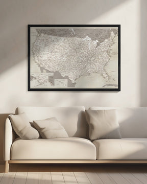 Highly detailed map of the United States, Gentry Poster