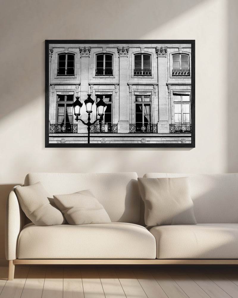 Paris Lamps Black And White Poster