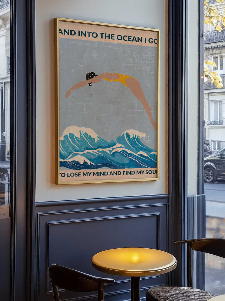 Into the Ocean (blue) Standard Wall Art Poster
