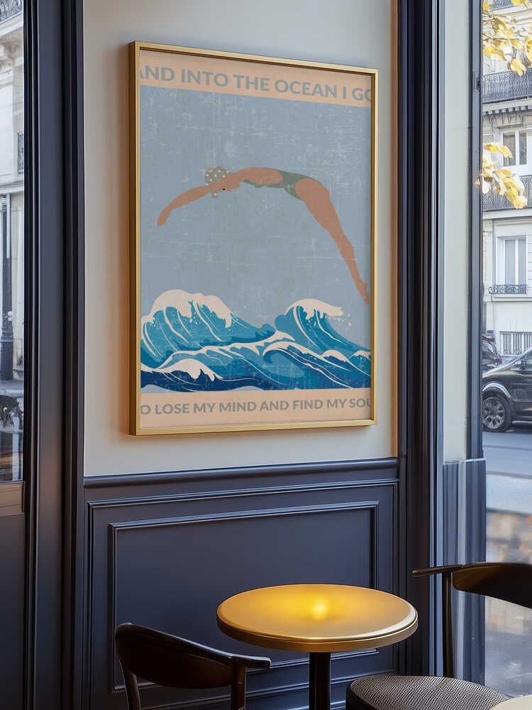 Into the Ocean I Go (grey) Poster