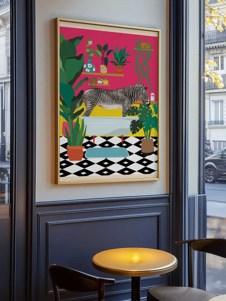 Zebra Bathtime Poster