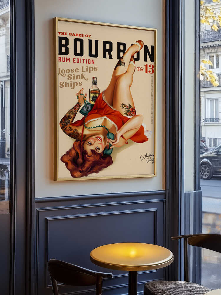 Babes of Bourbon Vol 13 Rum Drinking Pinup Girl Art Poster