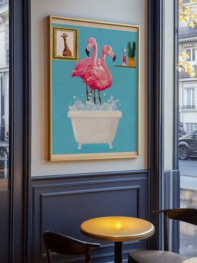 Flamingos In Bath Poster