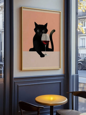 Cat &amp; Wine Poster