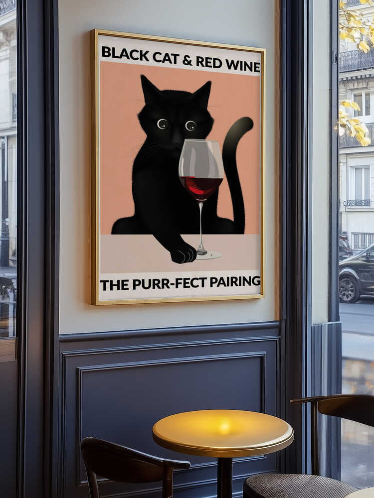 A4 Cat & Wine Purr Fect 01.png Poster