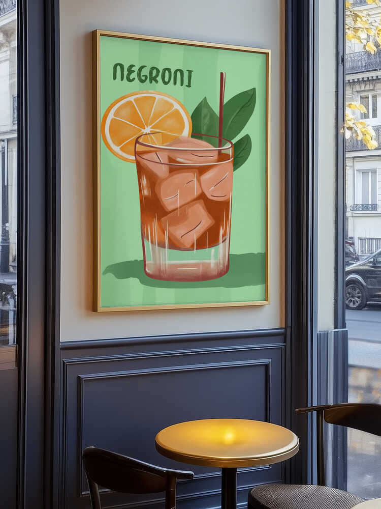 Negroni Cocktail With A V ibrant Orange Slice Poster