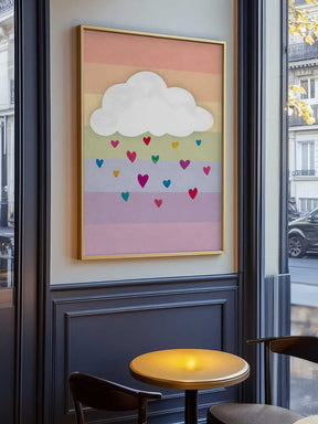 Raining Multicolored Hearts Poster