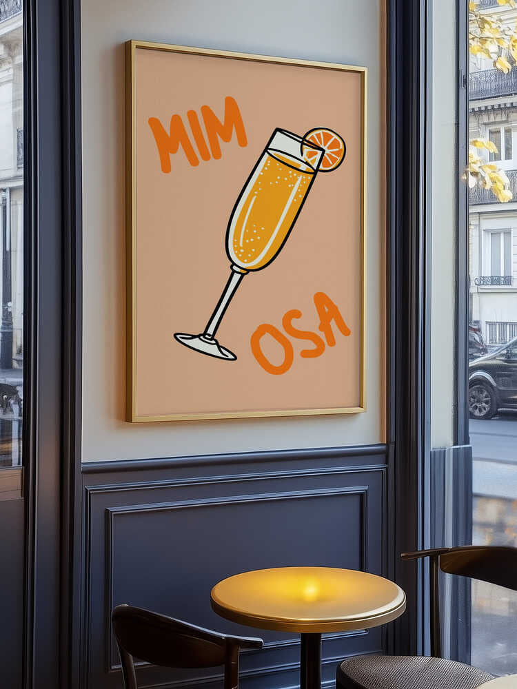 Illustration Of A Mimosa Cocktail Poster