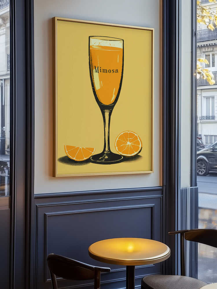 Illustration Of A Mimosa Cocktail Poster