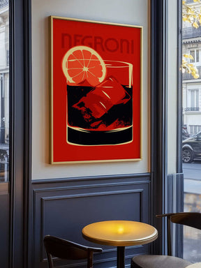 Stylized Negroni Cocktail Poster