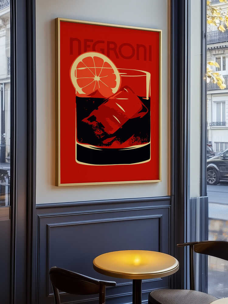Stylized Negroni Cocktail Poster
