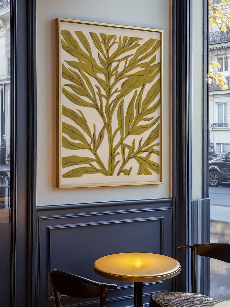 Golden Leaf Silhouette with Tree Branch Poster