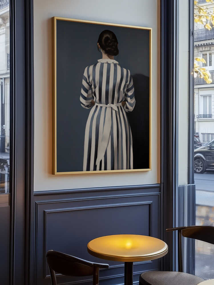 The Girl In Blue and White Striped Dress Poster