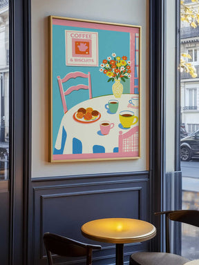 A2 Coffee and Flowers On Table 01.png Poster