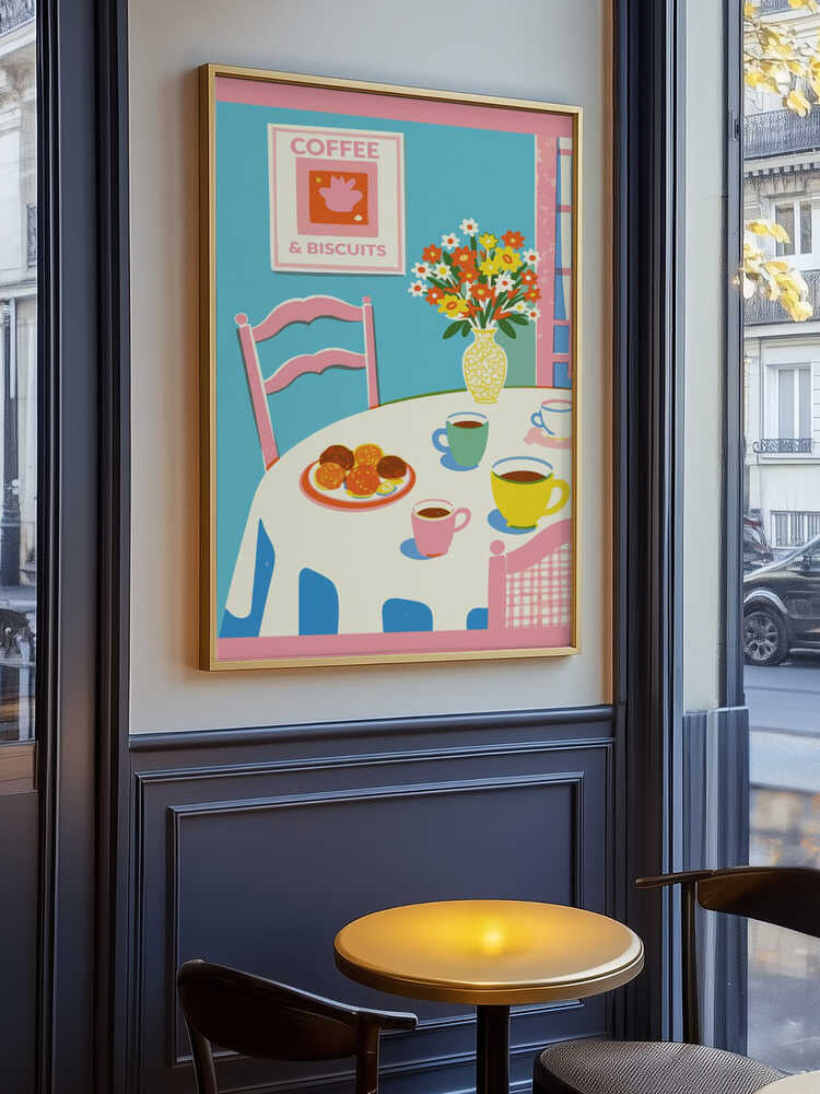 A2 Coffee and Flowers On Table 01.png Poster