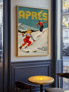 Vintage Pin Up Apres Whiskey Ski Couple Poster