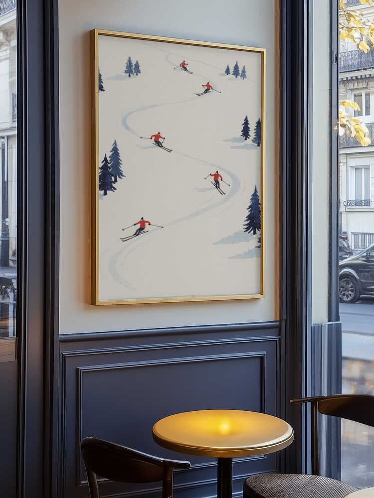Five Skiers Poster
