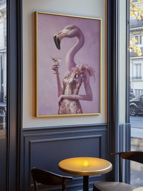 Flamingo In Cocktail Dress Poster