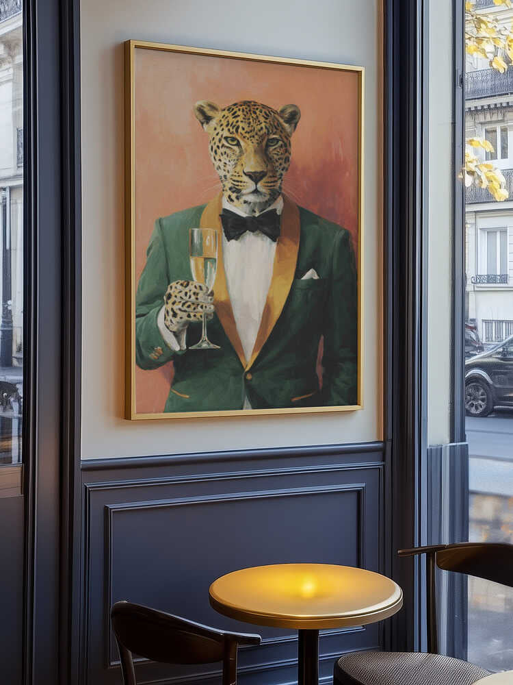Leopard In Green Tuxedo Poster