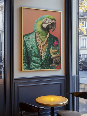 Parrot In Emerald Green Blazer Poster