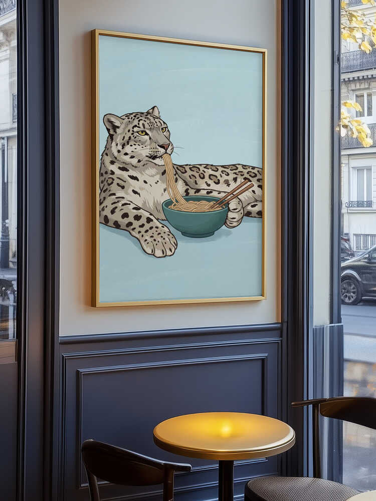 Noodle Snow Leopard Poster