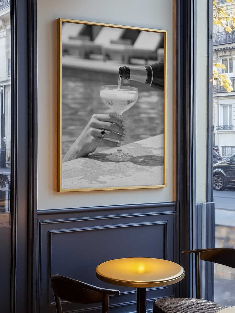 Champagne Poolside Pour Poster
