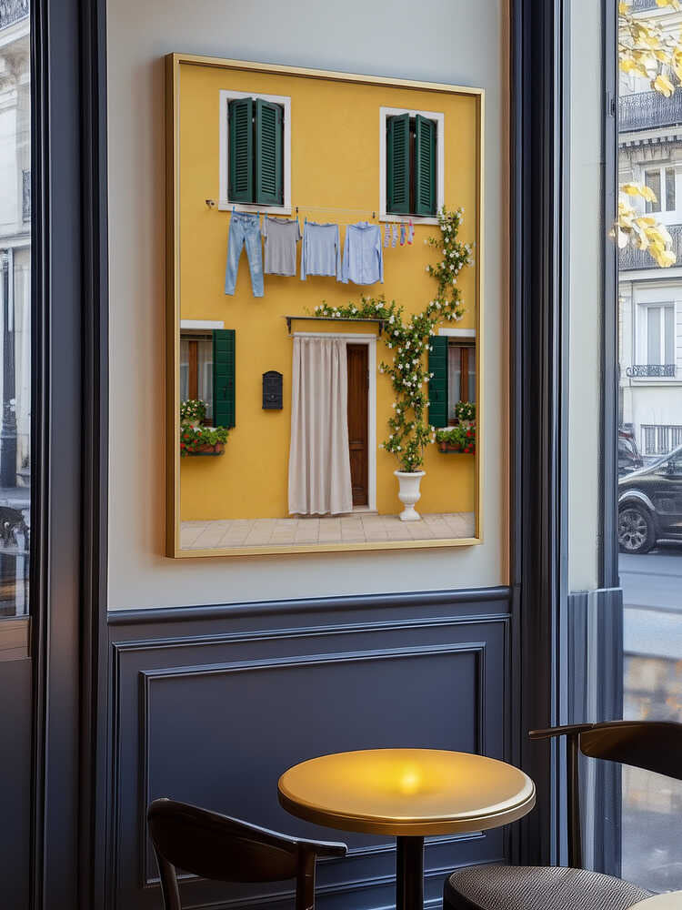 Yellow House Laundry Day Poster
