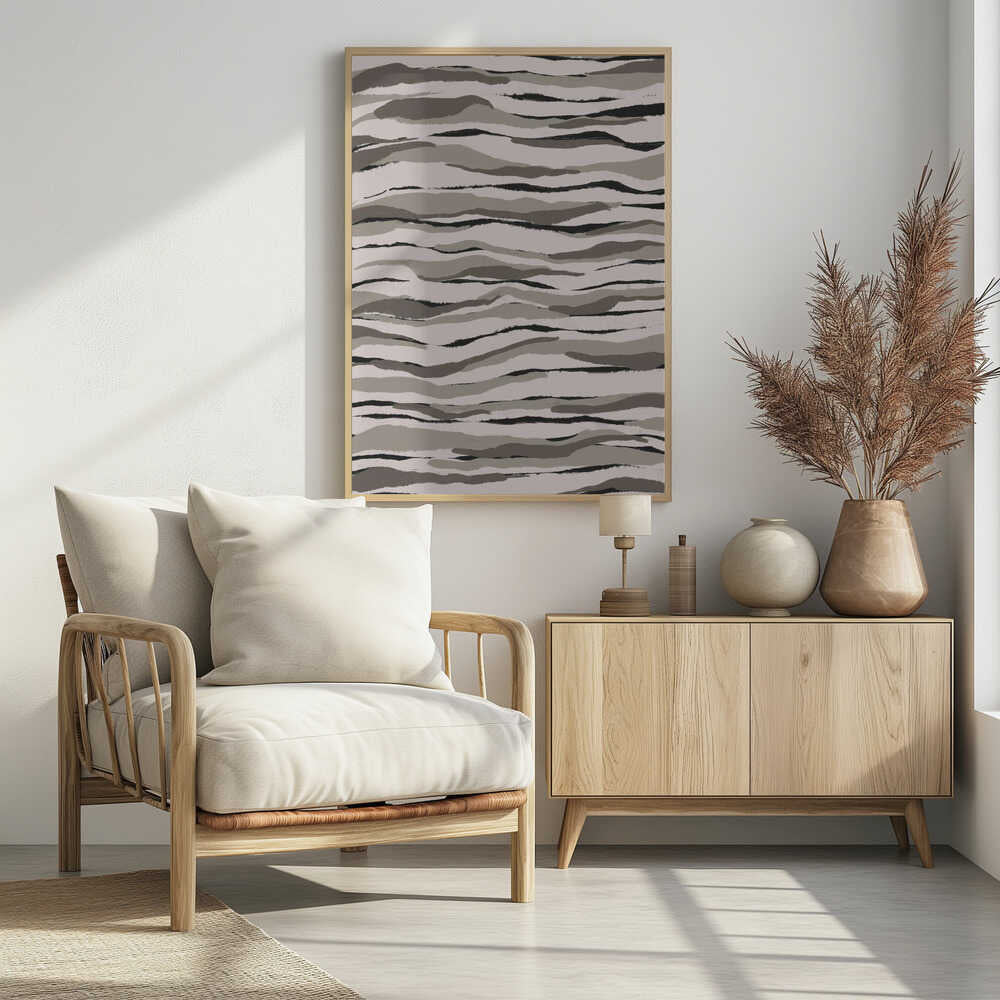 Monochrome Waves Poster