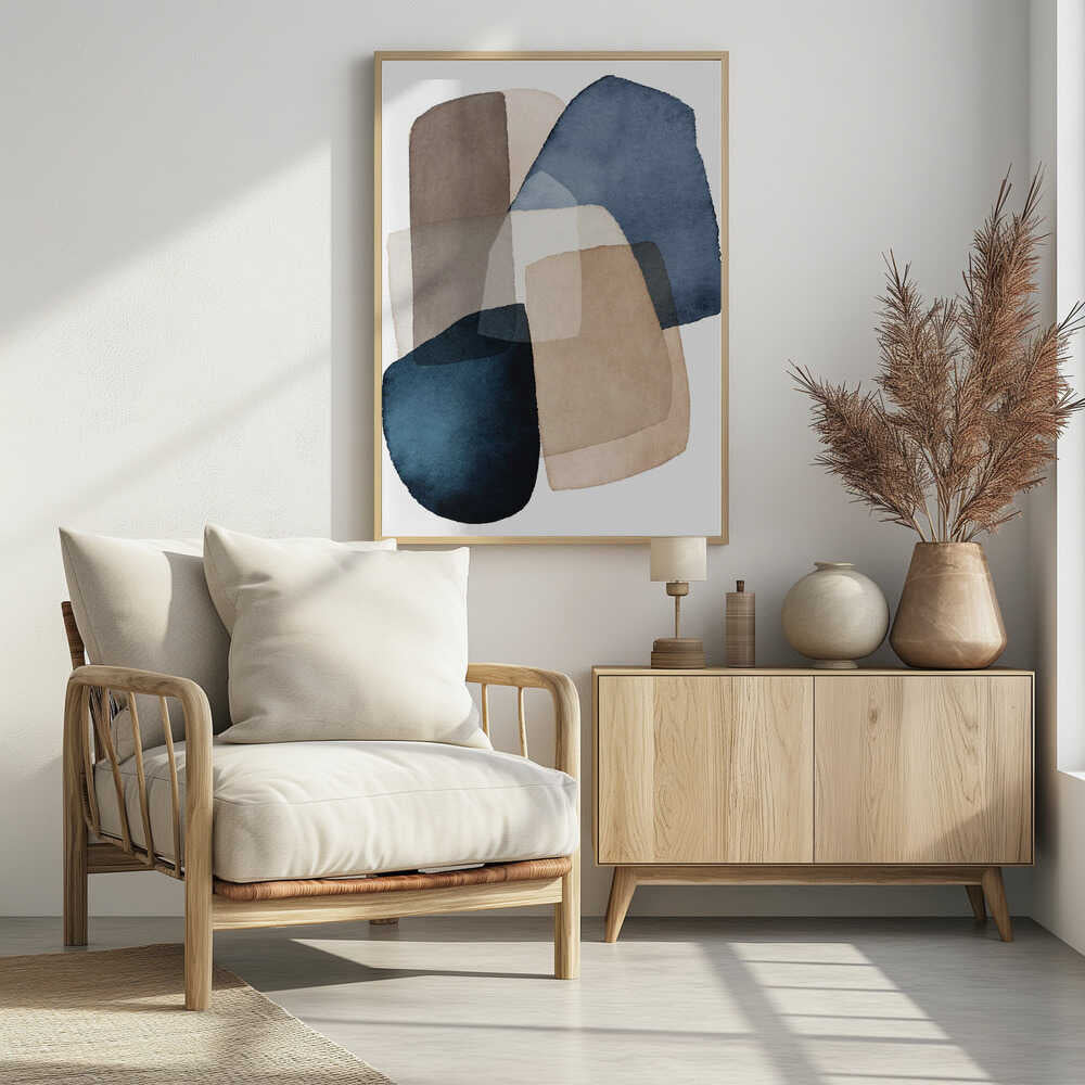 Blue Brown Blocks Poster