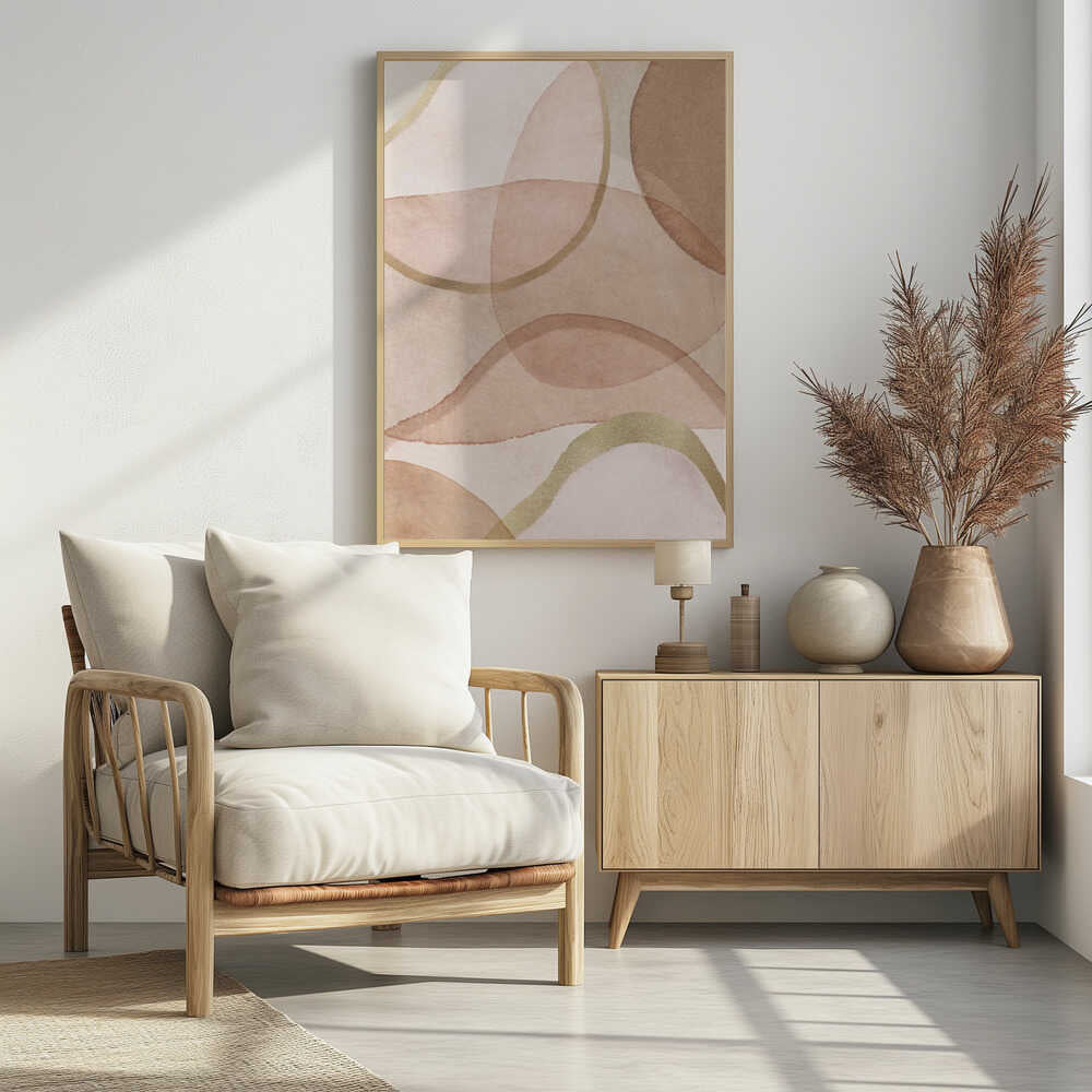Blush and Brown Abstract Poster