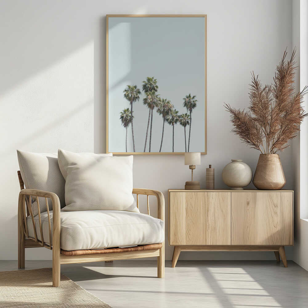 Blue Palm Trees Poster