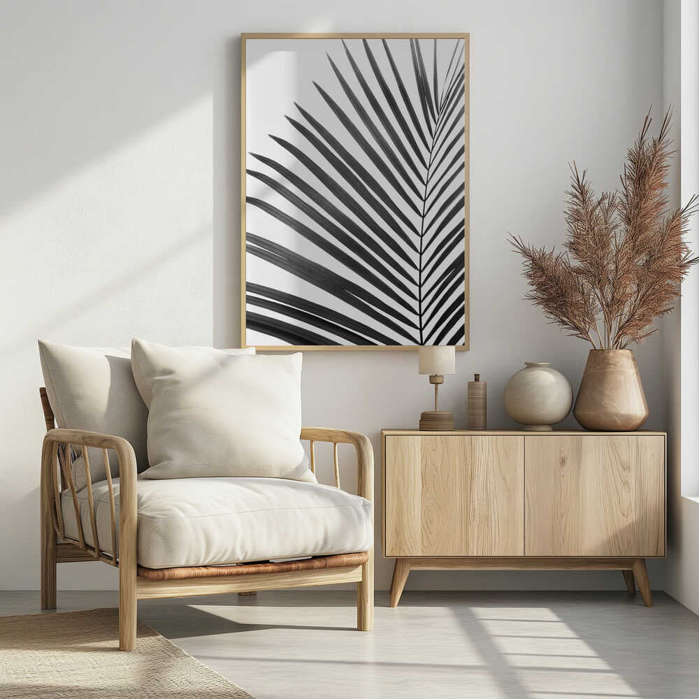 BW Palm Leaf Poster