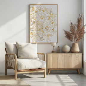Nanette floral art in gold Poster