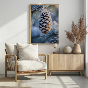 Frosty Pinecone Burst Poster