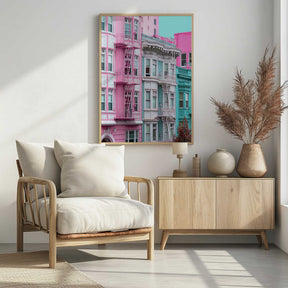 Pink and Blue Row Houses in San Francisco Poster