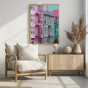 Pink and Blue Row Houses in San Francisco