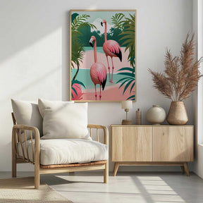 Tropical Flamingo Paradise Poster