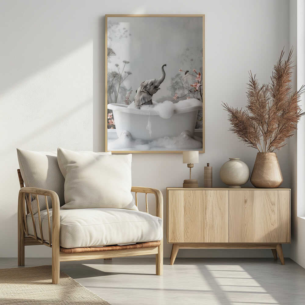 Elephant Bath Bliss Poster