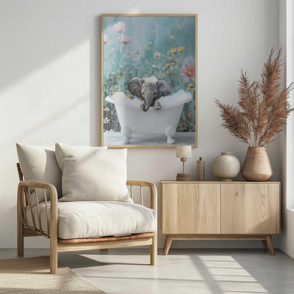Blue Blossom Bath Poster